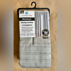 COMFORT BAY Livingston GRAY 27"x84" Pair Rod Pocket Blackout Curtain Panels NEW